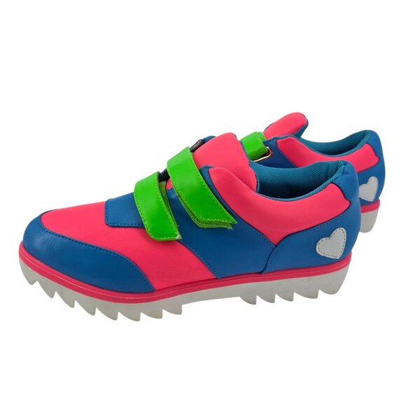Privileged Shoes Womens 10 Shoes Neon Pink Blue Green Heart Platform Sneakers - Picture 3 of 16